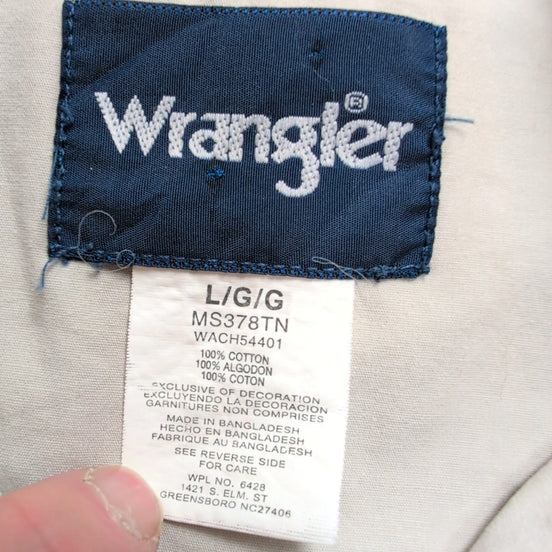Chemise Wrangler Manches Courtes Crème à Poches Style Western Taille L