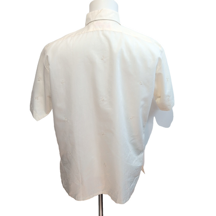 Chemise Hawaïenne Red Horse M Blanc Cassé 2 Poches Panama Brodée Vintage