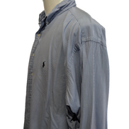 Chemise Polo Ralph Lauren Shirt L Custom Fit Rayée Bleu Blanc Button Down