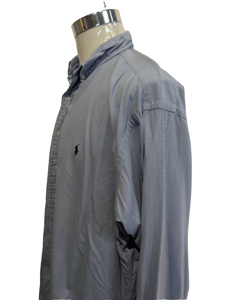 Chemise Polo Ralph Lauren Shirt L Custom Fit Rayée Bleu Blanc Button Down