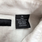 Chemise Sean John Popover XL Lin Coton Blanche 2 Poches Manches Courtes