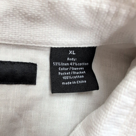Chemise Sean John Popover XL Lin Coton Blanche 2 Poches Manches Courtes