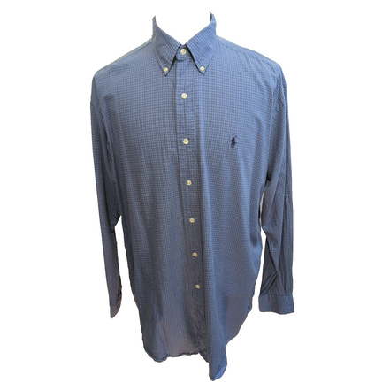 Chemise Ralph Lauren Vintage Blake L bleu carreaux manches longues