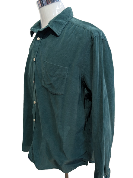 UNTUCKit XL Chemise Velours Côtelé Vert Forêt Coton Coupe Décontractée
