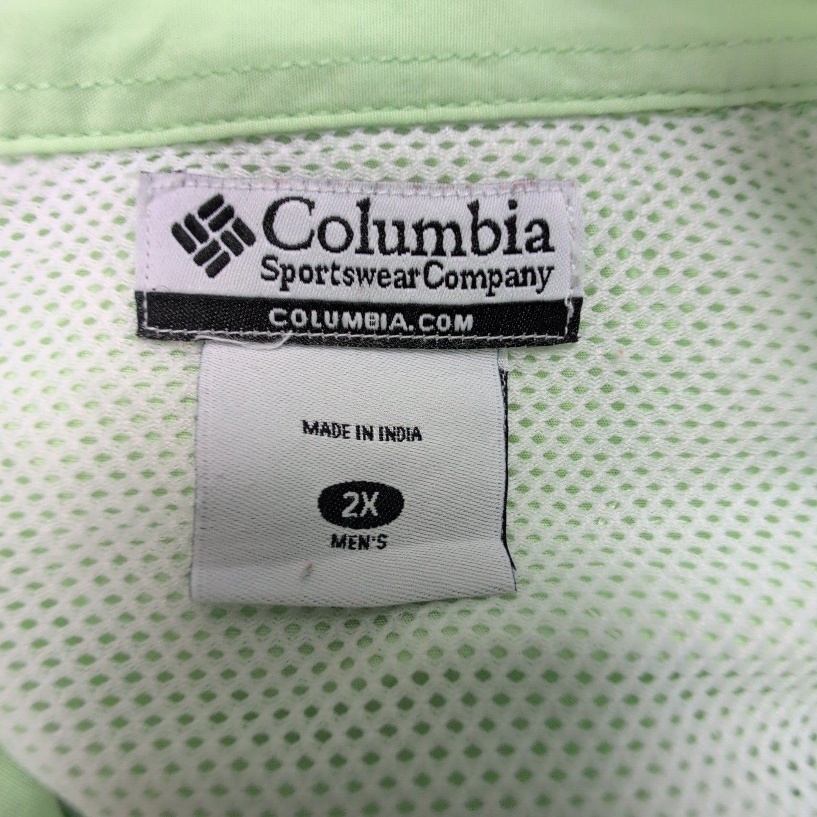 Chemise Columbia PFG verte uni manches courtes taille XXL #120e