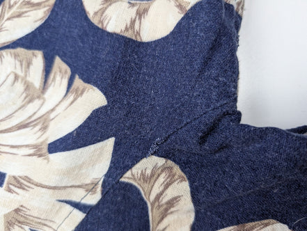 Chemise Hawaïenne VINTAGE SILK Marine & Blanc Cassé - Taille M