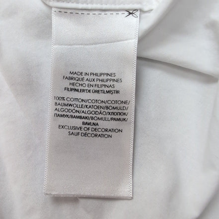 Chemise Ralph Lauren XS Blanche Logo Bleu Marine Manches Longues