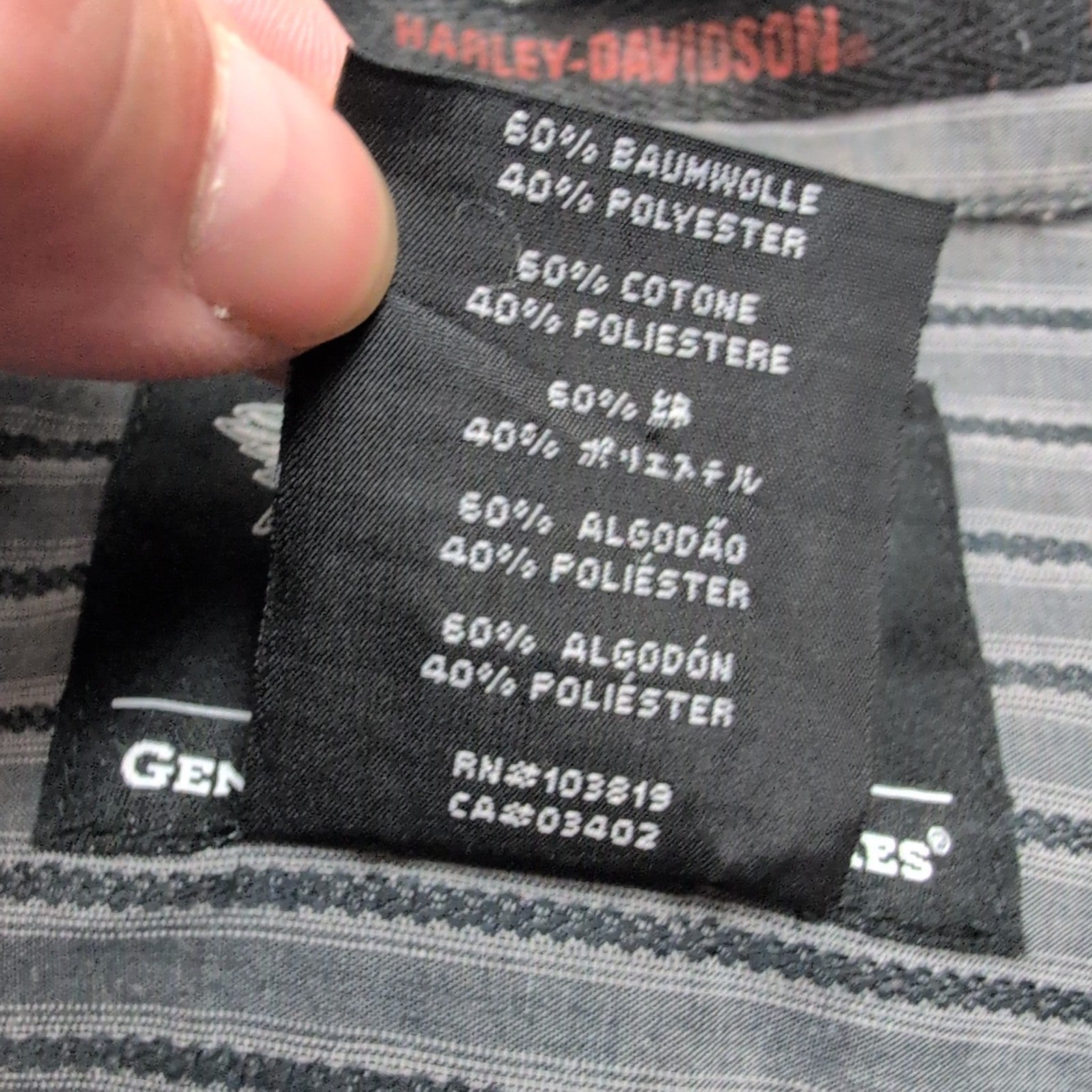 Chemise Harley Davidson XL Gris Rayures Manches courtes HD N°1 2 Poches