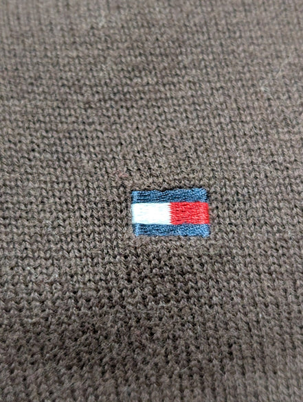 Pull Tommy Hilfiger Col V Marron Chocolat - Taille XXL (Étiquette XLTG)