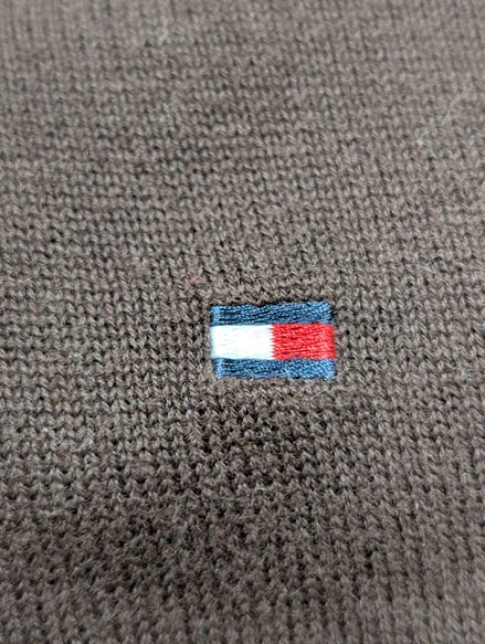 Pull Tommy Hilfiger Col V Marron Chocolat - Taille XXL (Étiquette XLTG)