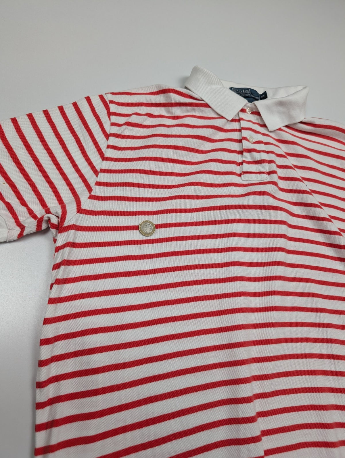 Polo manches courtes Polo Ralph Lauren XL blanc rayures rouges logo bleu