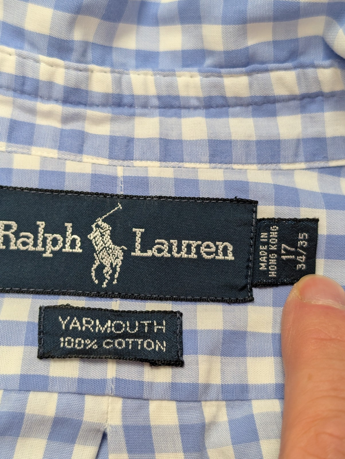 Chemise Ralph Lauren bleu ciel petits carreaux taille XL #2511