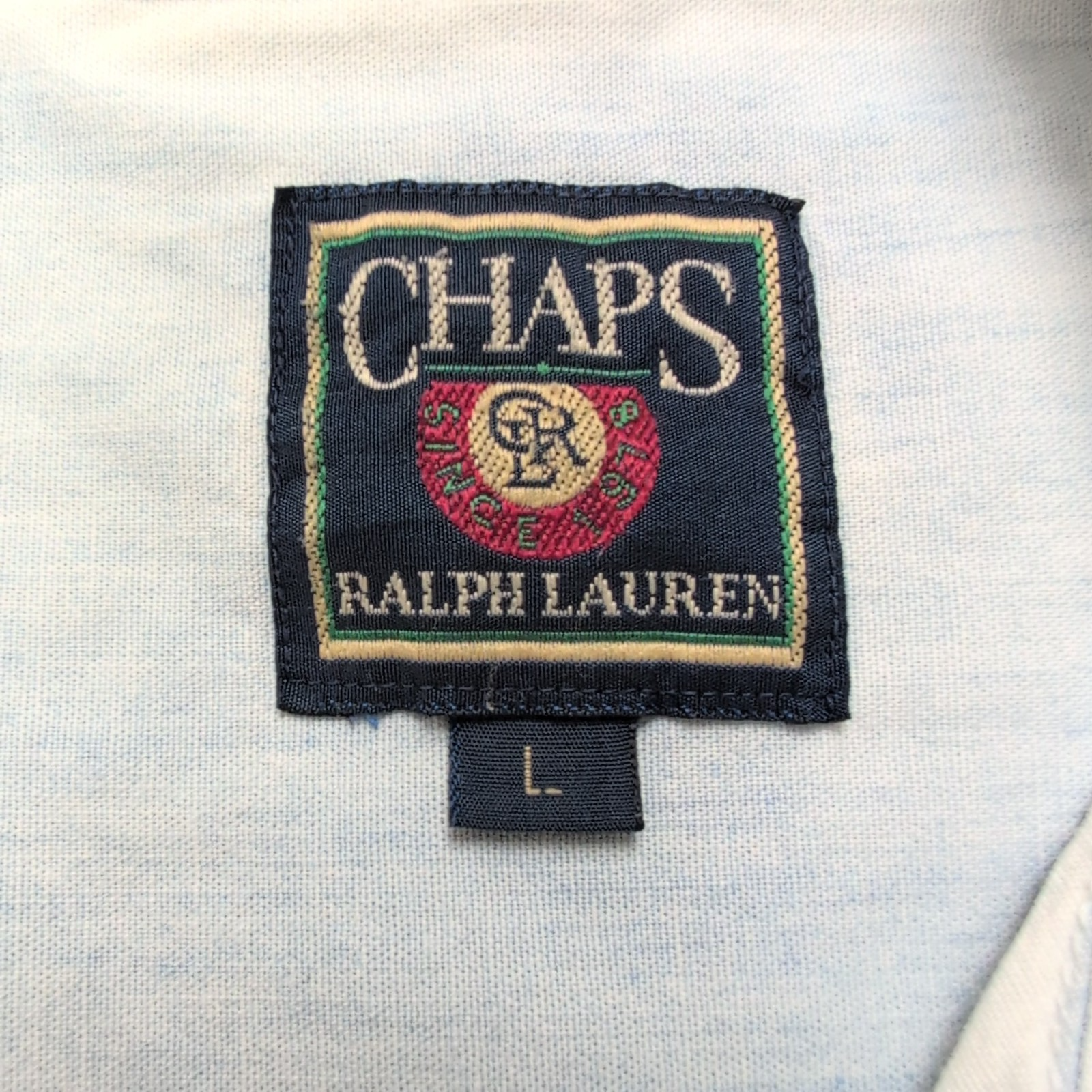 Chemise Chaps Ralph Lauren L Jean Bleu Manches Courtes Vintage Coton