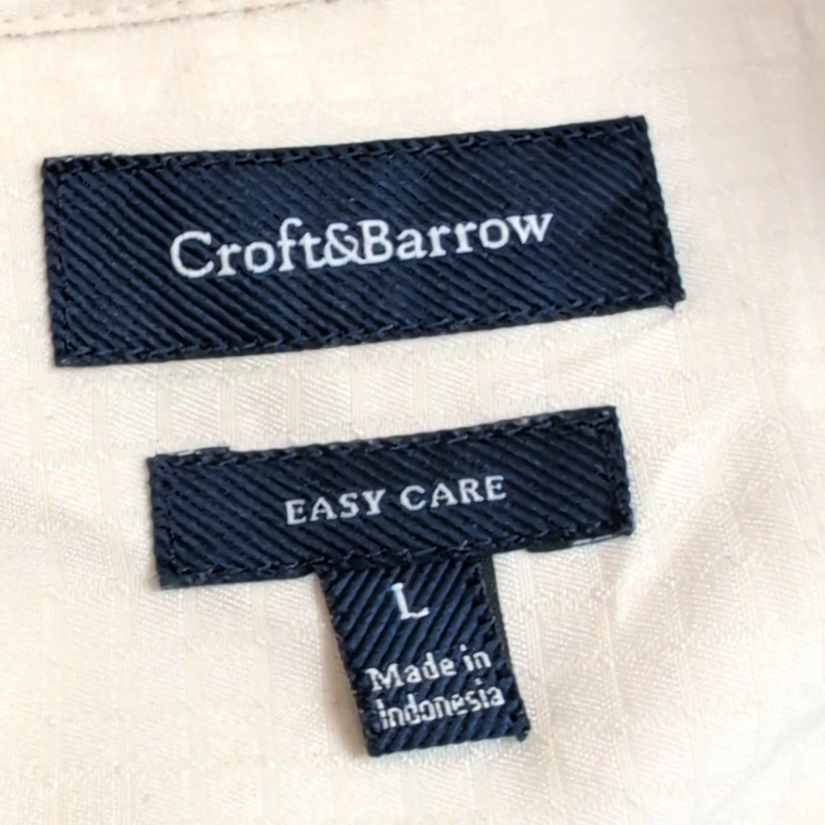 Chemise Hawaïenne Croft & Barrow Polyester Beige Carreaux L