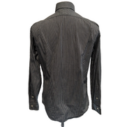 Chemise Ralph Lauren Custom Fit Dress Shirt 15 1/2 M Noir Rayures Coton