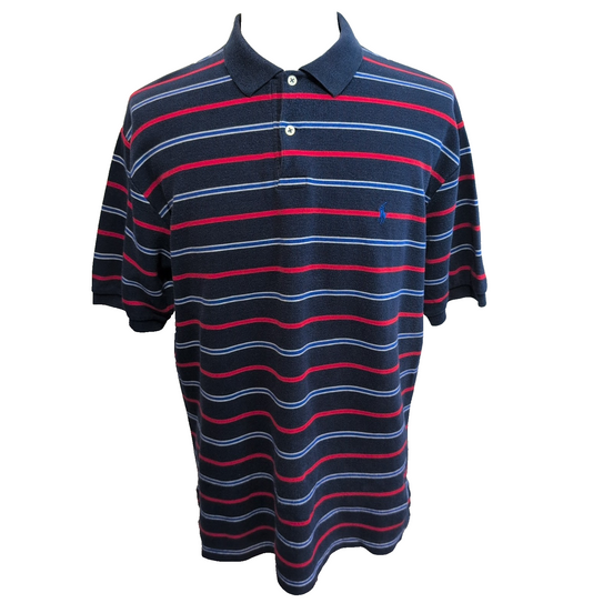 Polo Ralph Lauren Homme L Bleu Marine Rayures Rouges Logo Bleu Polo Manches Cour