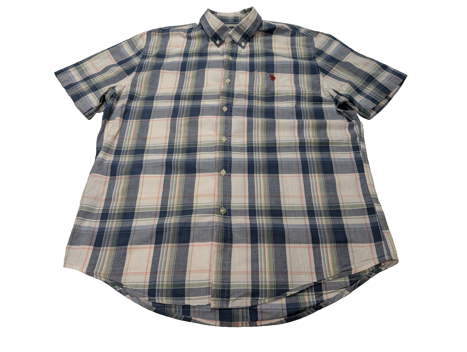 Chemise U.S. Polo ASNN manches courtes à carreaux logo rouge taille XL #252msch