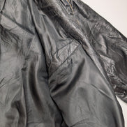 Vintage Leather Bomber Jacket Patchwork Black XL Napoline Coat Veste |48c