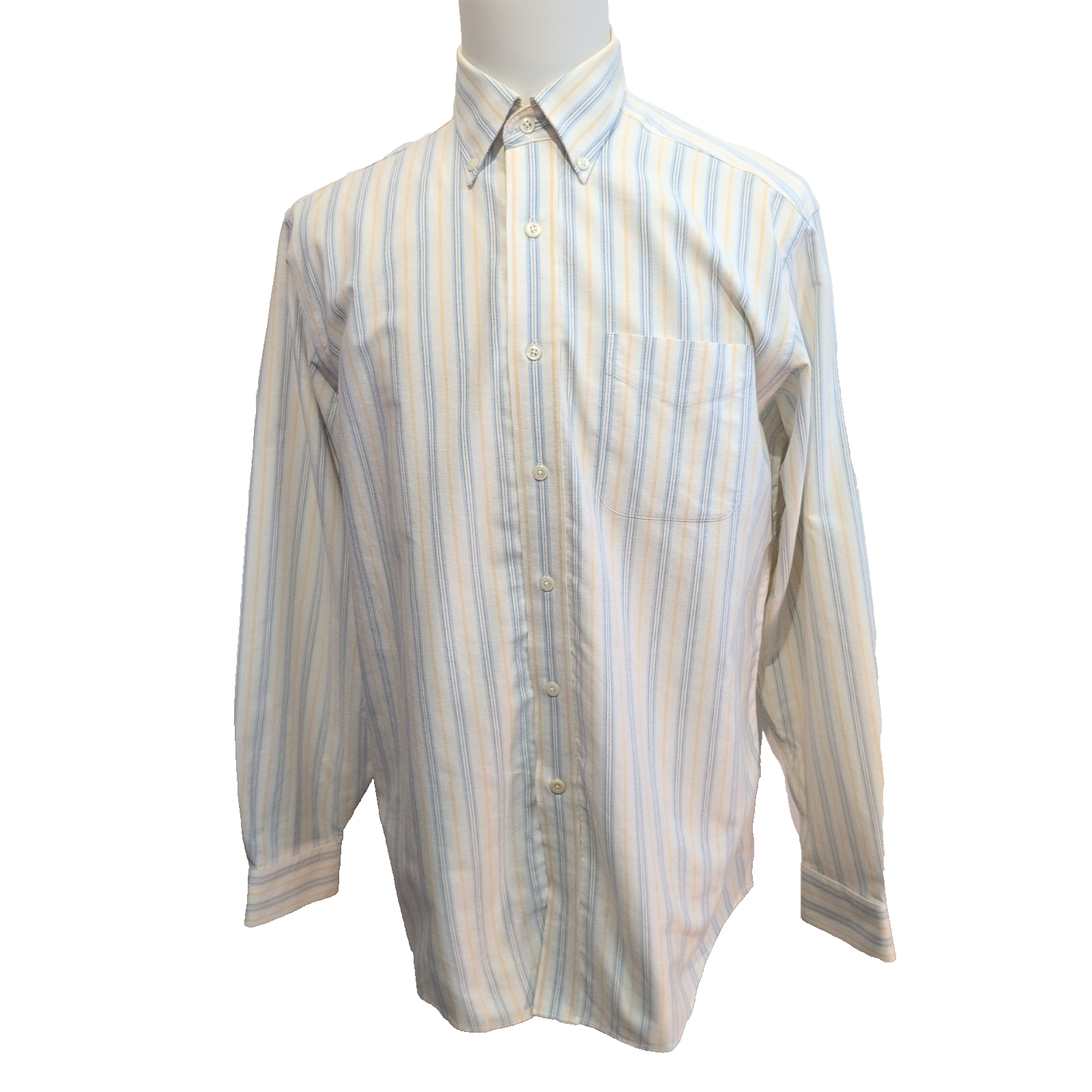 Chemise L.L. Bean Wrinkle Resistant à Rayures Bleu & Beige 1 poche Taille L