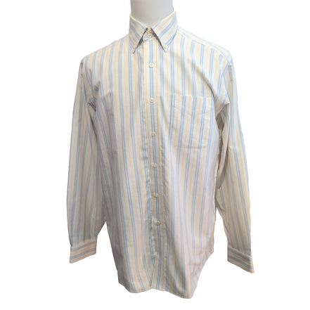 Chemise L.L. Bean Wrinkle Resistant à Rayures Bleu & Beige 1 poche Taille L