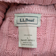 Pull L.L.Bean Femme L Rose Poudré Col Roulé Torsadé 100% Coton