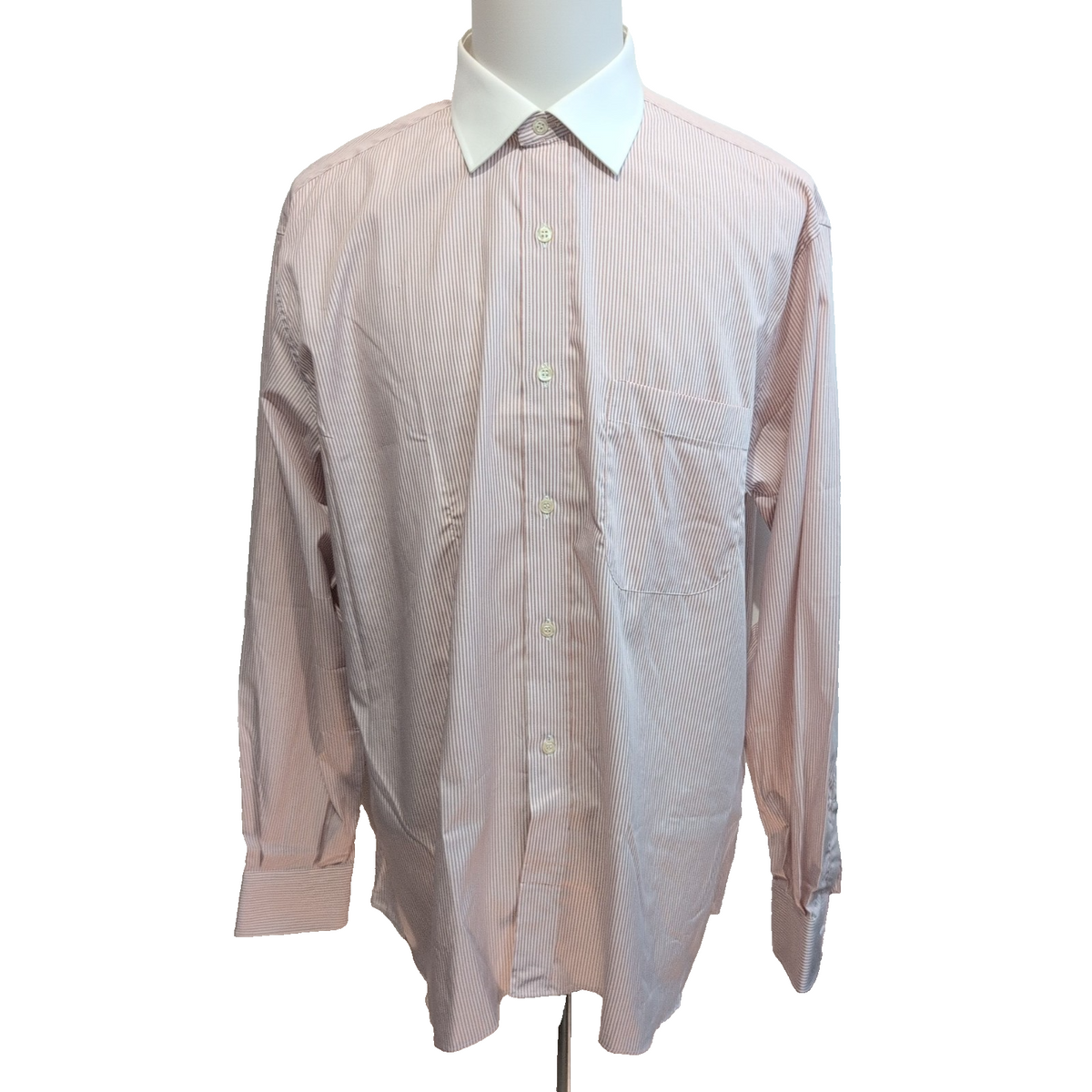 Chemise Ingram XL 17 Made in Italy Rouge Rayures Col Blanc Neuve Manches longues