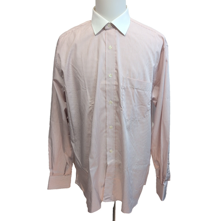 Chemise Ingram XL 17 Made in Italy Rouge Rayures Col Blanc Neuve Manches longues