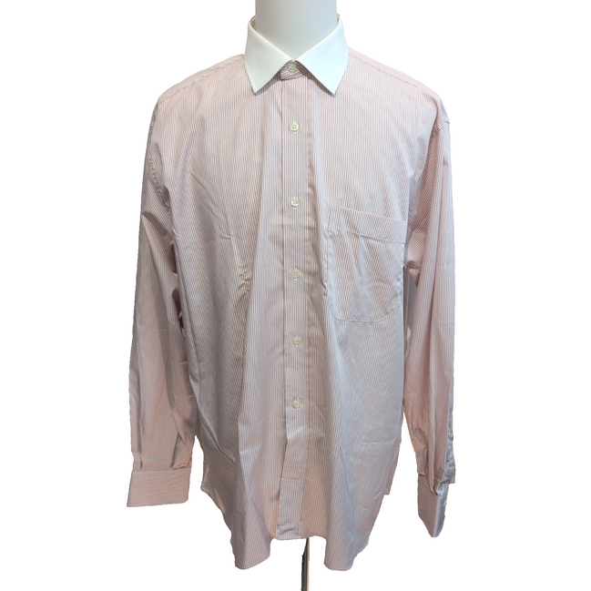 Chemise Ingram XL 17 Made in Italy Rouge Rayures Col Blanc Neuve Manches longues