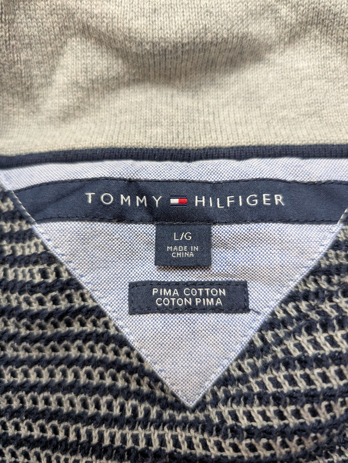 Gilet Boutonné Tommy Hilfiger Rayé Bleu Marine & Gris - Taille XL (LG)
