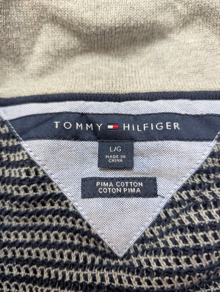 Gilet Boutonné Tommy Hilfiger Rayé Bleu Marine & Gris - Taille XL (LG)