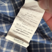 Chemise Chaps bleu à petits carreaux manches courtes à poche taille M