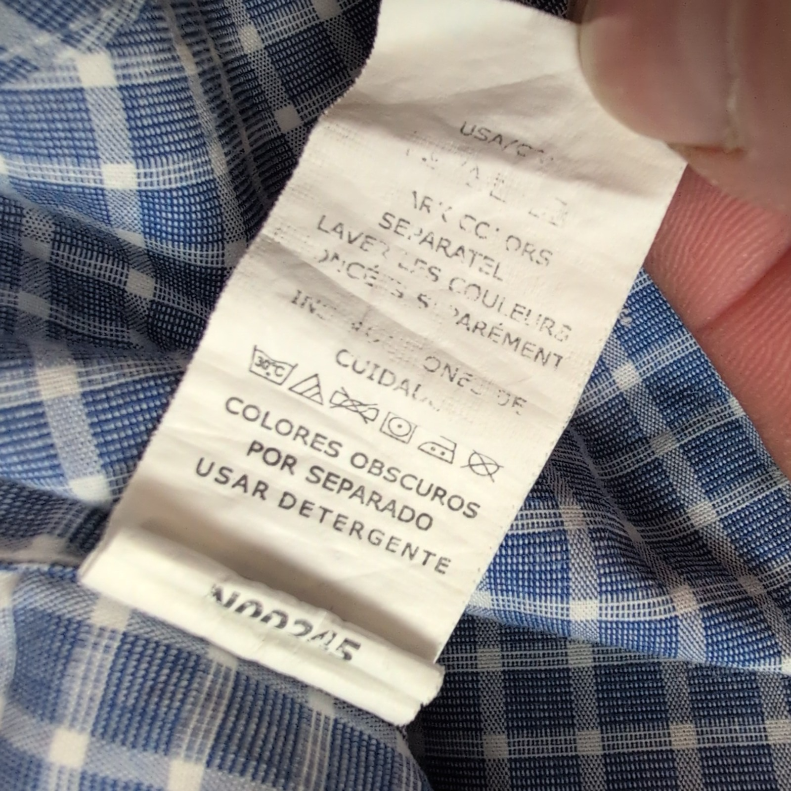 Chemise Chaps bleu à petits carreaux manches courtes à poche taille M