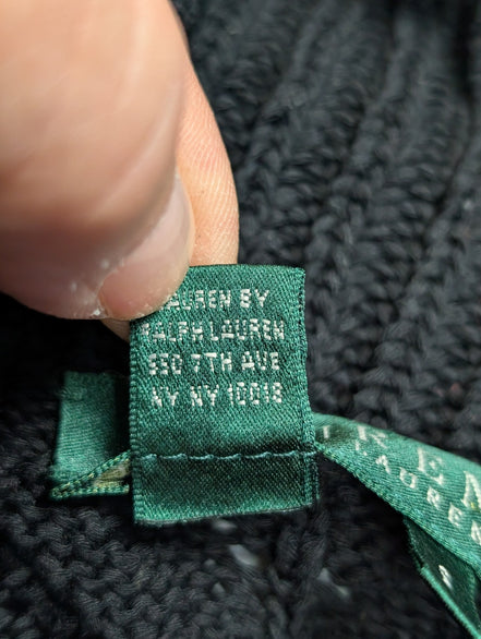 Gilet Lauren Ralph Lauren Femme S Noir Coton Maille Torsadée Cardigan
