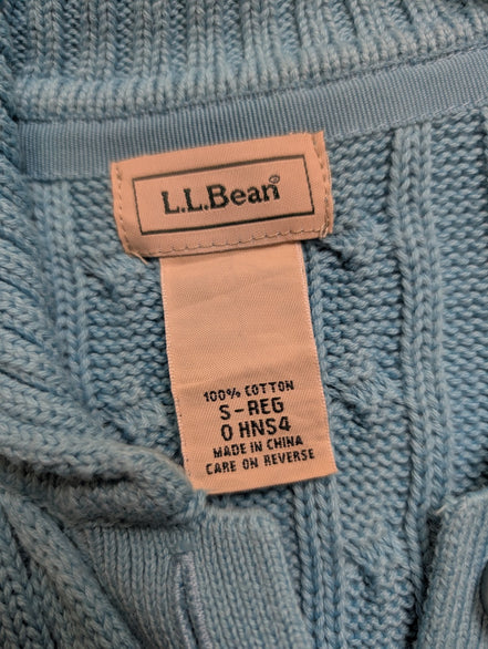 Gilet L.L. Bean Torsadé Bleu Ciel à Manches Courtes en Coton - Taille S