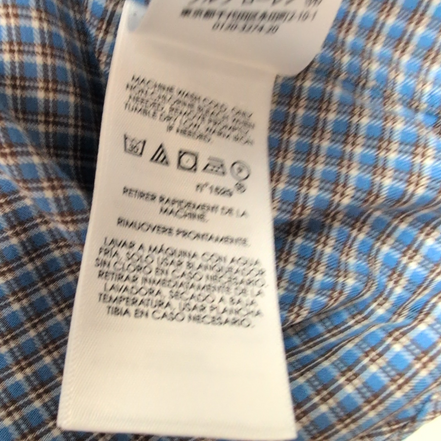 Chemise Ralph Lauren L Carreaux Bleu Marron Logo Bordeaux Boutons marbrés