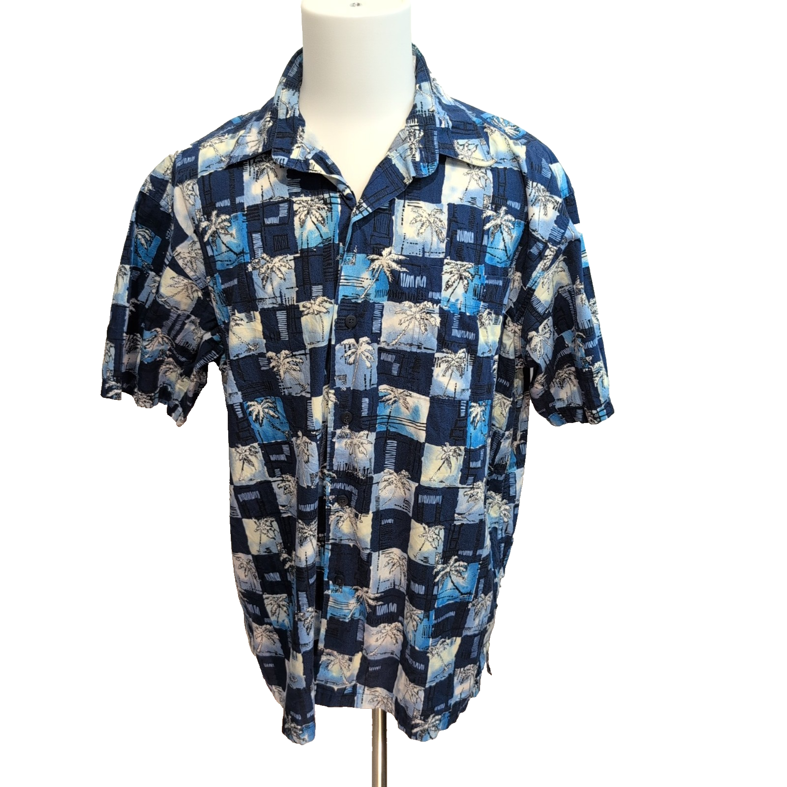 Chemise hawaïenne Newport Blue XL bleu palmiers 100% coton manches courtes