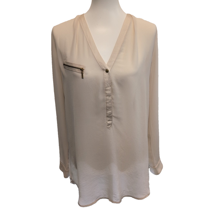 Blouse Esprit Femme 36 Beige Col V Manches Longues Poche Zippée