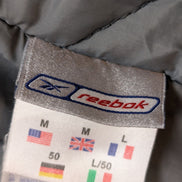 REEBOK Manteau Blouson Vintage Matelassé Noir Gris Capuche Col Taille L | 310BSR