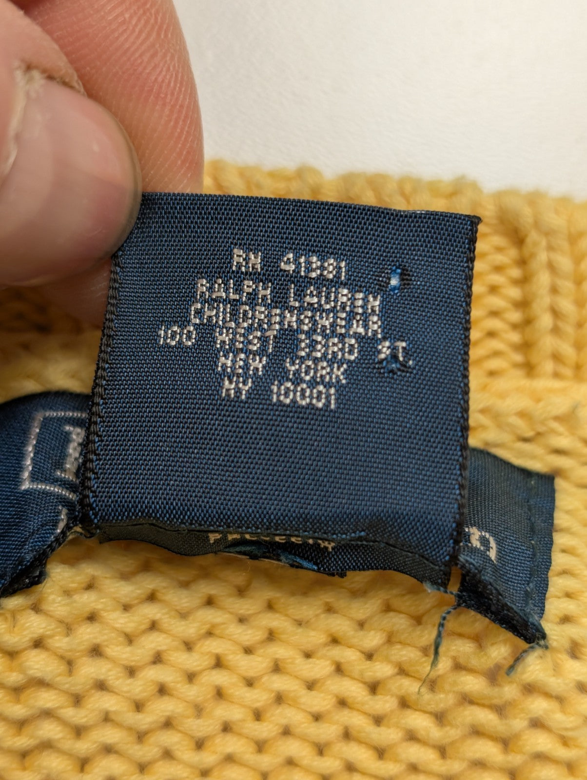 Pull POLO Ralph Lauren - Col rond Jaune 100% Coton - Coupe étroite - Taille L/S