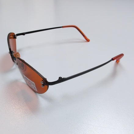 Lunettes de soleil JD Optical Y2K Ovales Sans Monture Ambre Métal Noir Mat