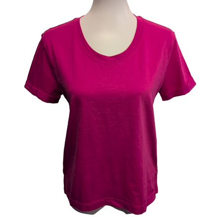 Haut Esprit Femme S Rose Fuchsia Manches Courtes Coton Neuf Étiquette