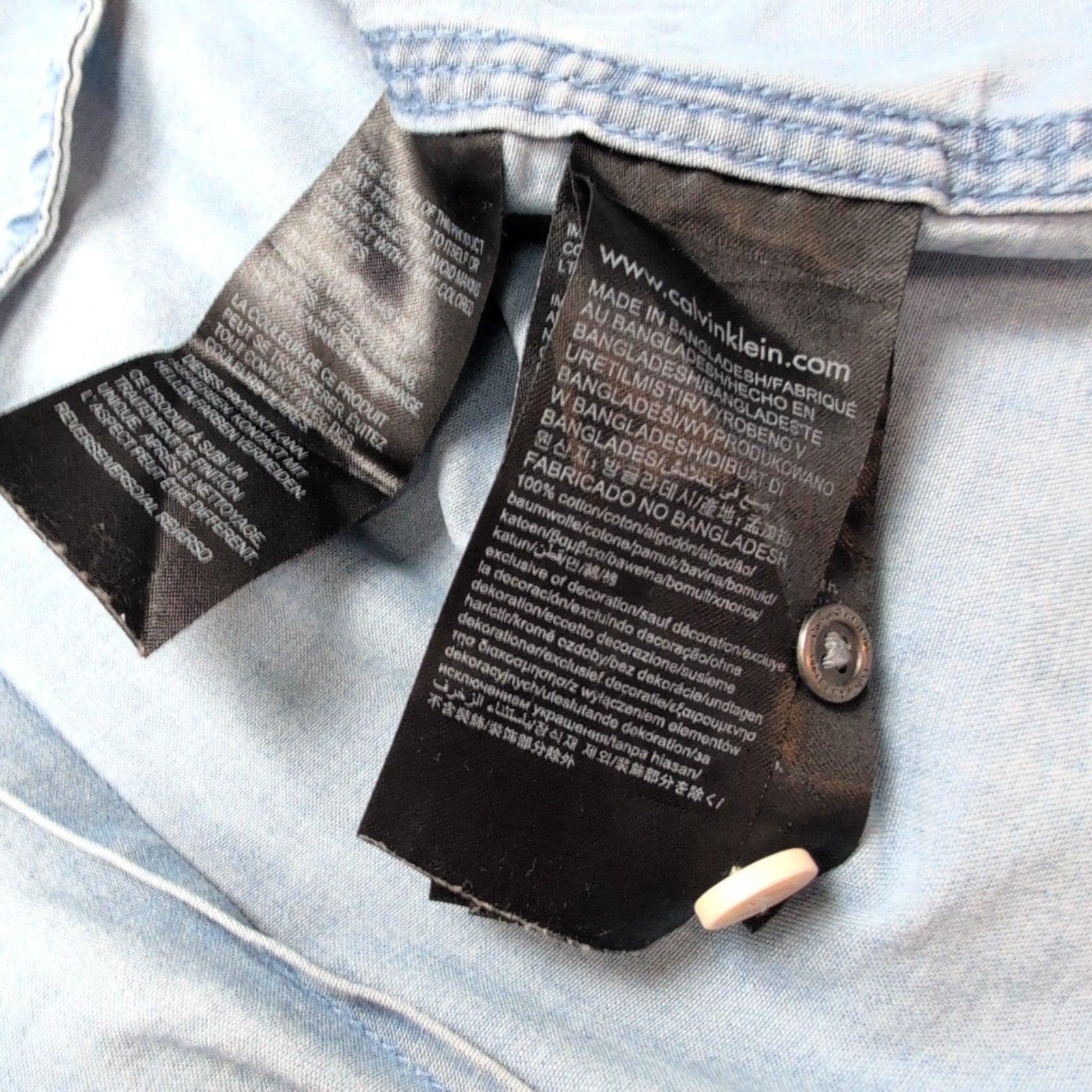 Chemise Calvin Klein bleue jean slim fit taille M #205e
