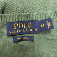 Pull POLO RALPH LAUREN Homme M Vert Sapin Col V Logo Bordeaux Cotton Knit