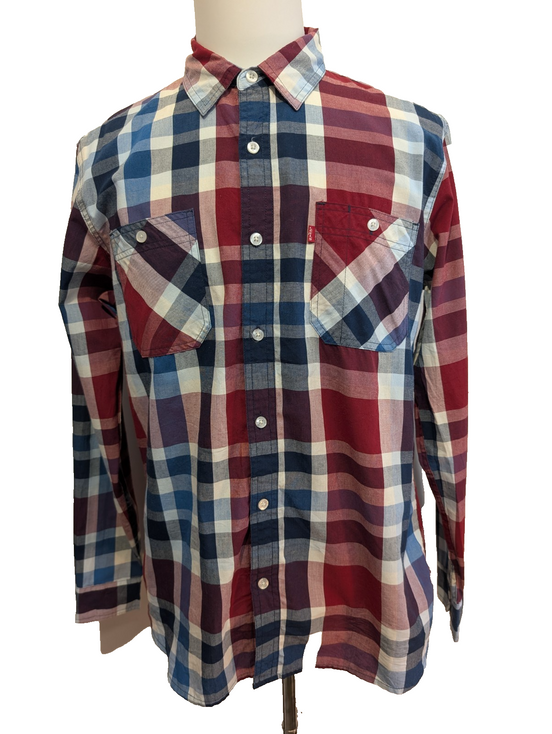 Chemise Levi's à Carreaux Bordeaux Bleu Marine et Blanc - Taille M