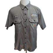 Chemise Carhartt L Grise Ripstop Manches Courtes Brodée 2 Poches stretch