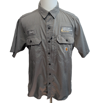Chemise Carhartt L Grise Ripstop Manches Courtes Brodée 2 Poches stretch
