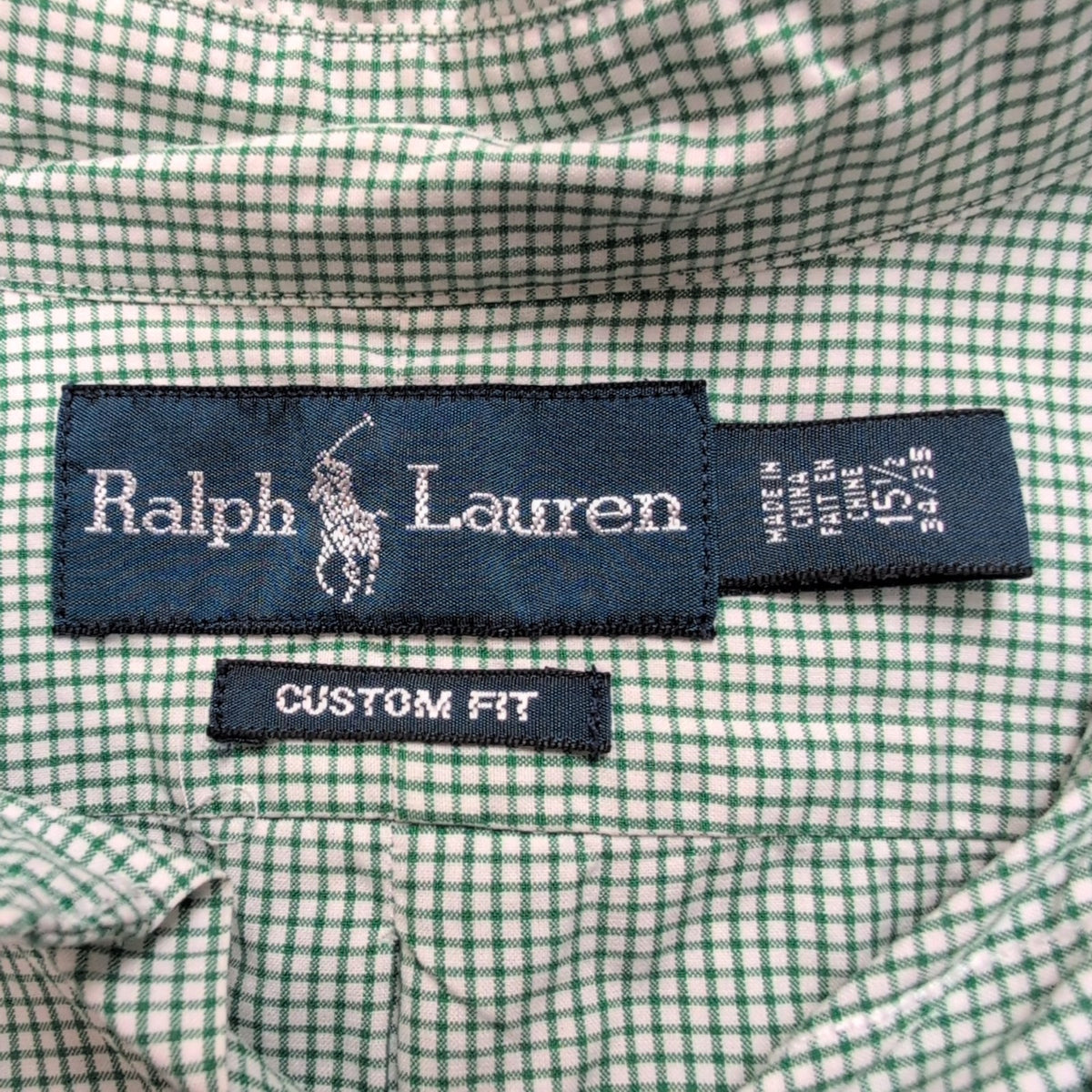 Chemise Ralph Lauren M Verte Carreaux Custom Fit Shirt Button Down Coton