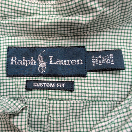Chemise Ralph Lauren M Verte Carreaux Custom Fit Shirt Button Down Coton
