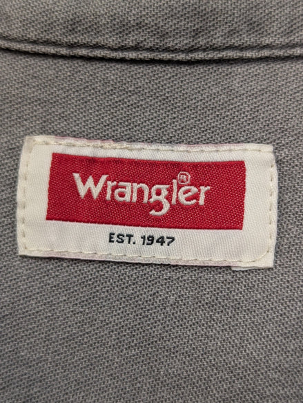 CHEMISE WRANGLER VINTAGE XL Grise Coton POCHE STYLO Workwear Ample homme