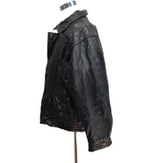 Vintage Biker Jacket Leather L Black Italian Stone Design Veste Cuir Moto |50c